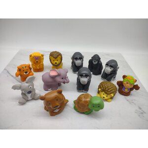 Fisher Price Little People Wild Zoo Animal Figures Lot of 13 Lion Apes Elephant
